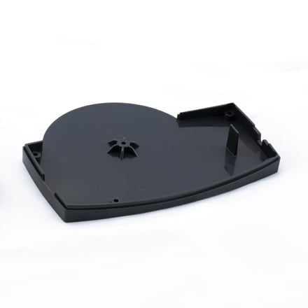 AMP injection-molded upper cover for an electronics device housing, paired with the lower cover for full enclosure