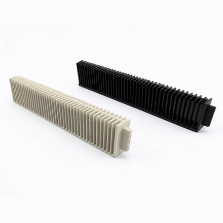 AMP injection-molded LCD panel carrier for smaller panels, produced in a glass fiber-reinforced composite with up to 65% GF content