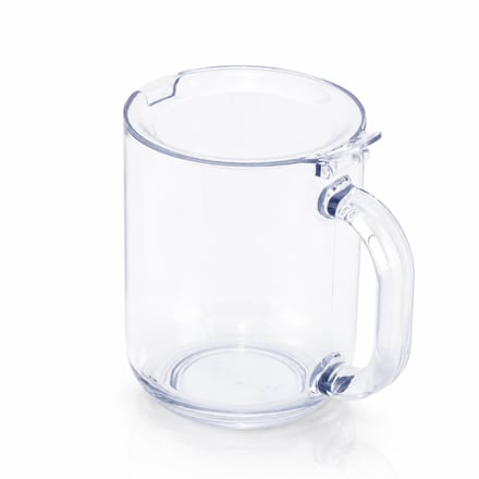 AMP injection-molded clear Tritan measuring jug with handle and pour spout for food and beverage OEM programs