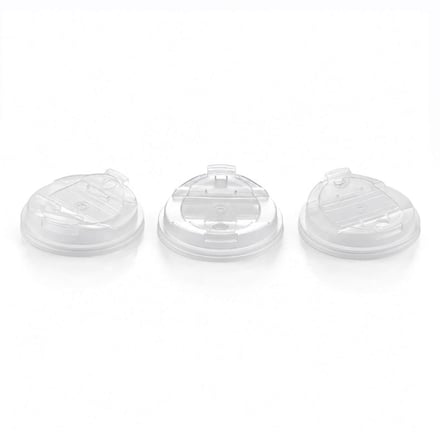 AMP injection-molded transparent PP beverage container lids with drinking openings for food-safe applications