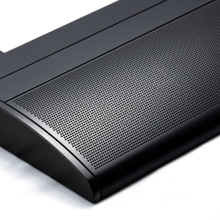 AMP injection-molded perforated panel with fine mesh pattern for home appliance ventilation or speaker grille applications