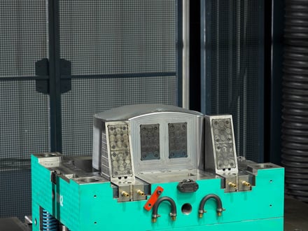AMP verifying mold-half fit and slide action alignment on our die spotting press, checking parting line contact before moving to injection trial