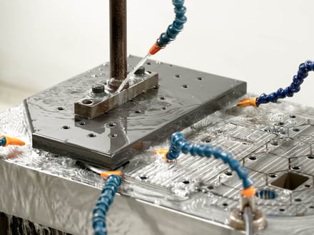 AMP uses sinker EDM to machine fine details and complex shapes into hardened mold steel that conventional CNC cutting cannot reach